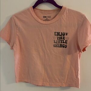 On Fire Peach Graphic Cropped Tee